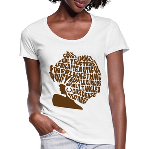 STRENGTH IN WORDS- AFRO TEXTURE Womens T shirt - white