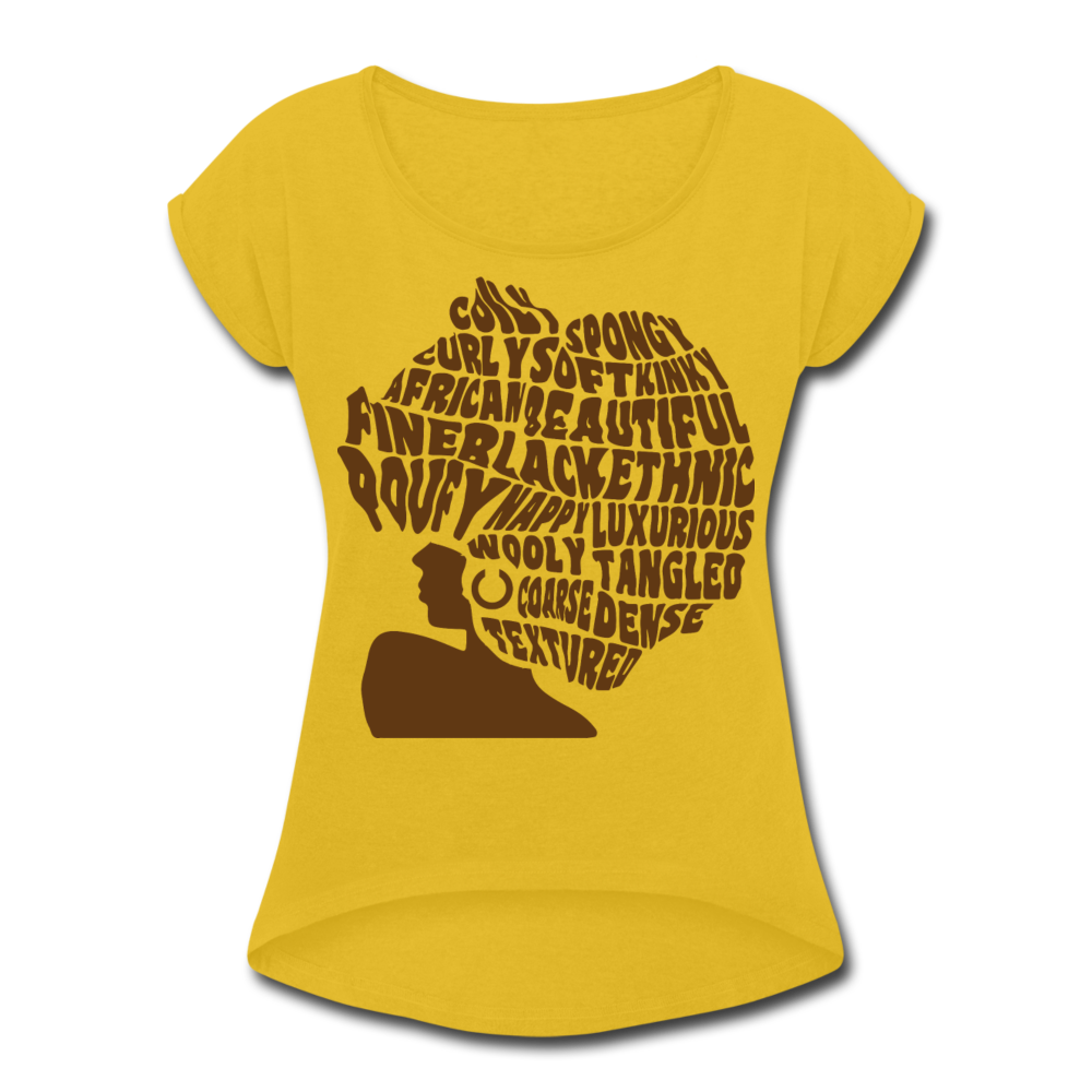 STRENGTH IN WORDS- AFRO TEXTURE Womens T shirt - mustard yellow