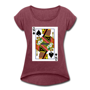 PULL YOUR QUEEN CARD - Scoop neck T Shirt - heather burgundy